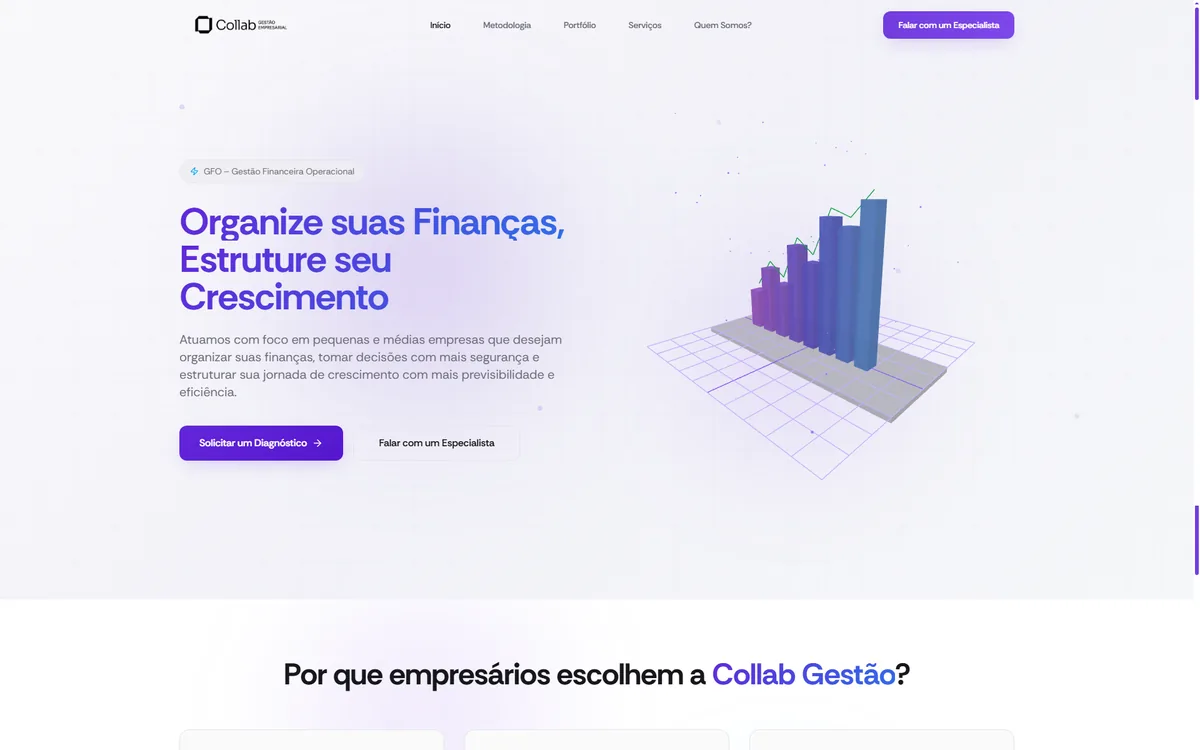Landing page Collab Gestão desenvolvida pela Agência Átomo