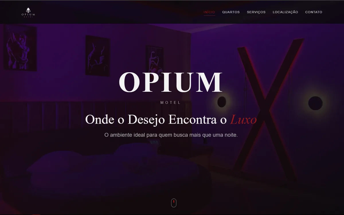 Site Opium Motel desenvolvido pela Agência Átomo