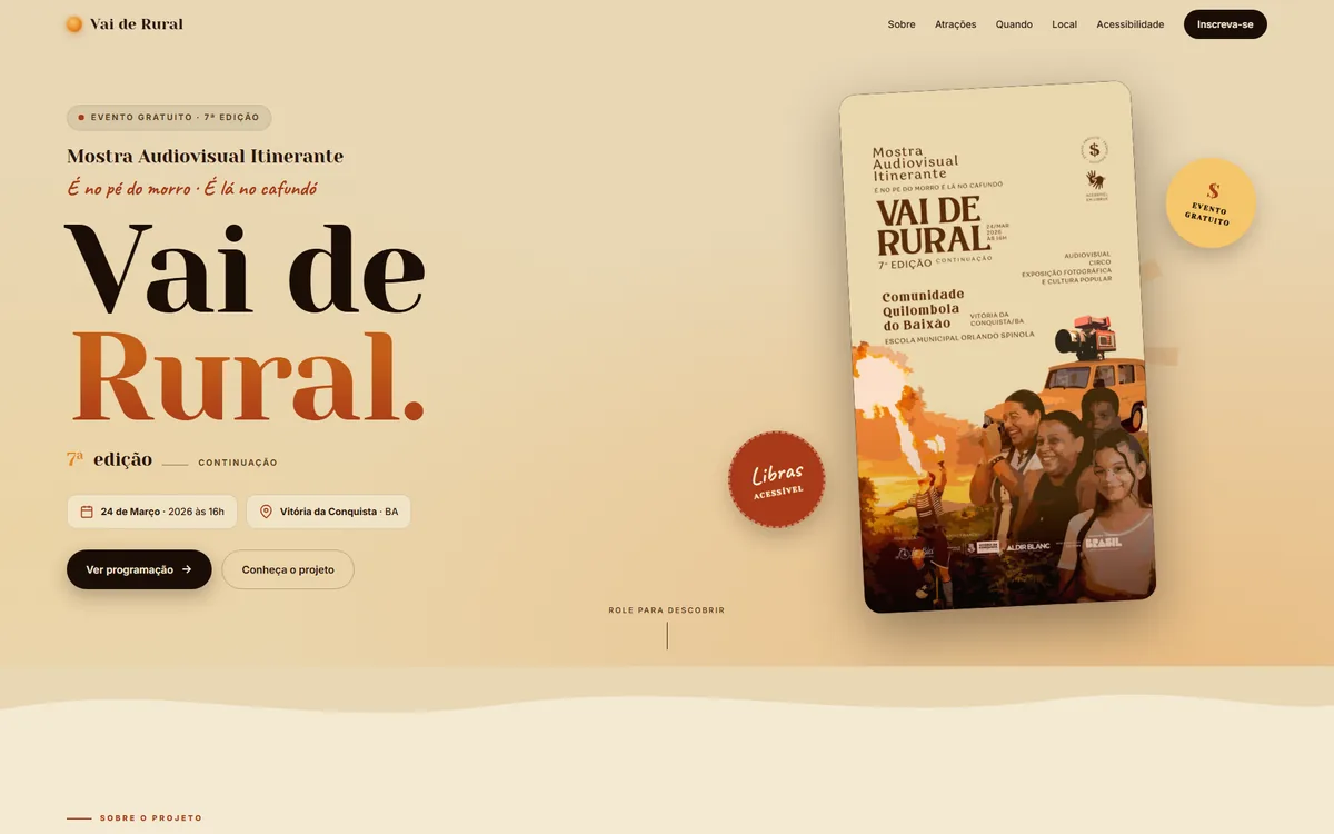 Site Vai de Rural desenvolvido pela Agência Átomo